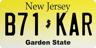 NJ license plate B71KAR
