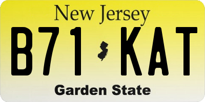 NJ license plate B71KAT