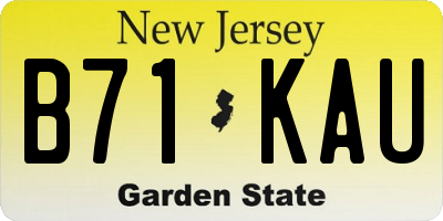 NJ license plate B71KAU