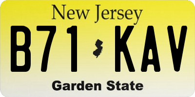 NJ license plate B71KAV