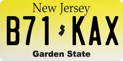 NJ license plate B71KAX