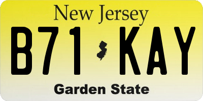 NJ license plate B71KAY