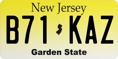 NJ license plate B71KAZ