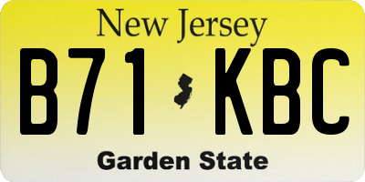 NJ license plate B71KBC