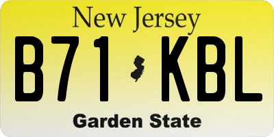 NJ license plate B71KBL
