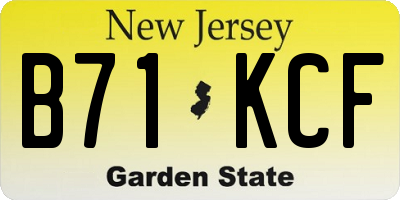 NJ license plate B71KCF