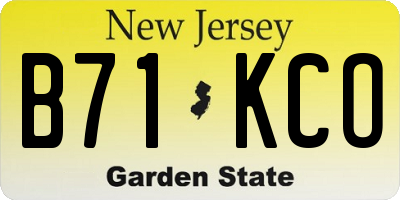 NJ license plate B71KCO