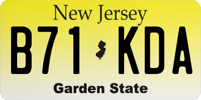 NJ license plate B71KDA