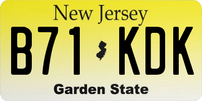 NJ license plate B71KDK