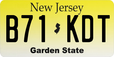 NJ license plate B71KDT