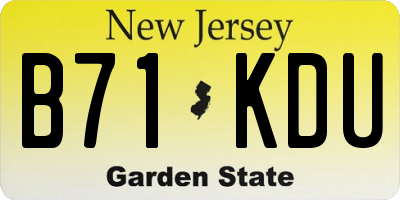 NJ license plate B71KDU