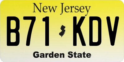 NJ license plate B71KDV