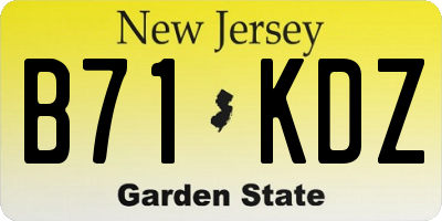 NJ license plate B71KDZ