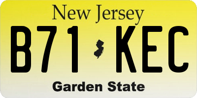 NJ license plate B71KEC
