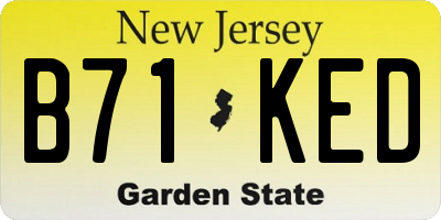 NJ license plate B71KED