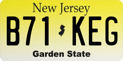 NJ license plate B71KEG