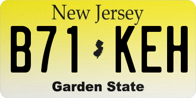 NJ license plate B71KEH