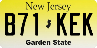 NJ license plate B71KEK