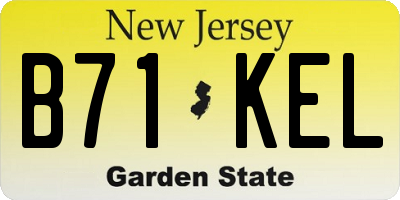 NJ license plate B71KEL