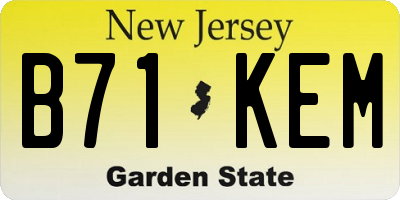 NJ license plate B71KEM
