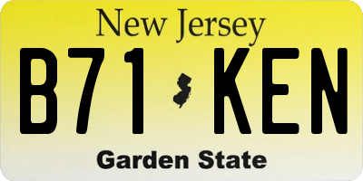 NJ license plate B71KEN