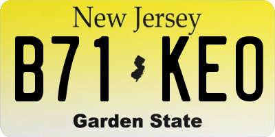 NJ license plate B71KEO