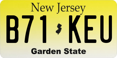 NJ license plate B71KEU