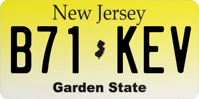 NJ license plate B71KEV