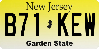 NJ license plate B71KEW