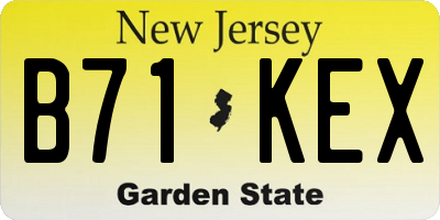 NJ license plate B71KEX