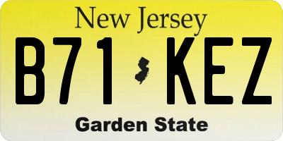 NJ license plate B71KEZ