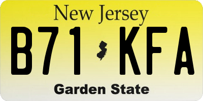 NJ license plate B71KFA