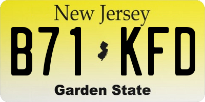 NJ license plate B71KFD