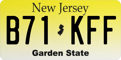 NJ license plate B71KFF