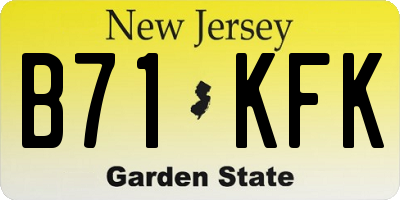 NJ license plate B71KFK