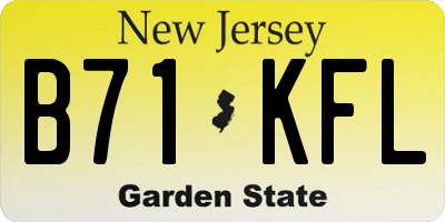 NJ license plate B71KFL