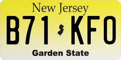 NJ license plate B71KFO