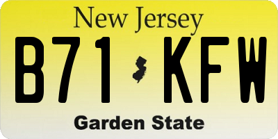 NJ license plate B71KFW