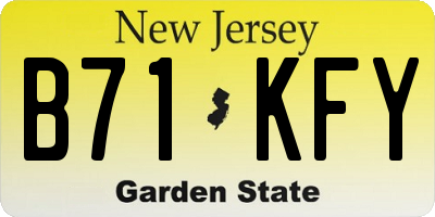 NJ license plate B71KFY