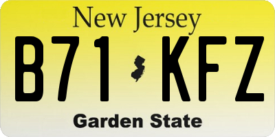 NJ license plate B71KFZ