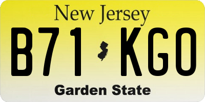 NJ license plate B71KGO