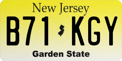 NJ license plate B71KGY