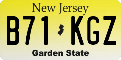 NJ license plate B71KGZ