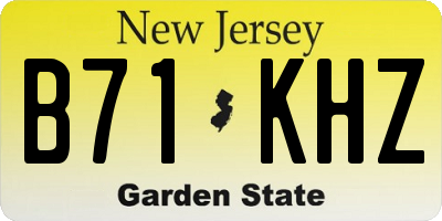 NJ license plate B71KHZ