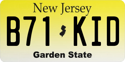 NJ license plate B71KID