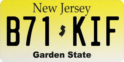 NJ license plate B71KIF