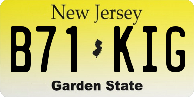 NJ license plate B71KIG