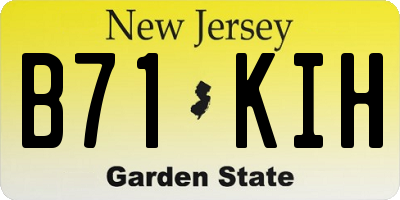 NJ license plate B71KIH