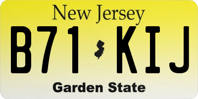 NJ license plate B71KIJ