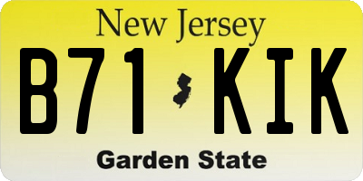 NJ license plate B71KIK